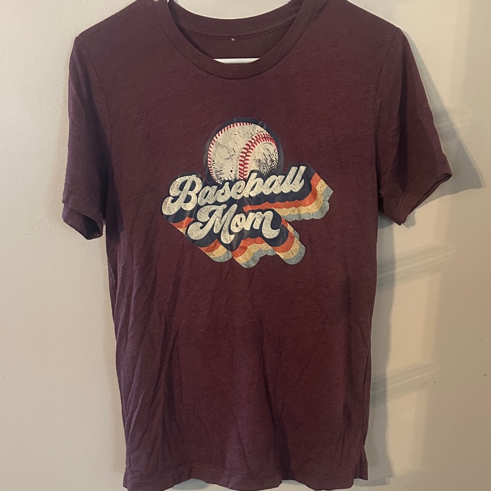 Baseball Mom Short Sleeve Tee - Burgundy